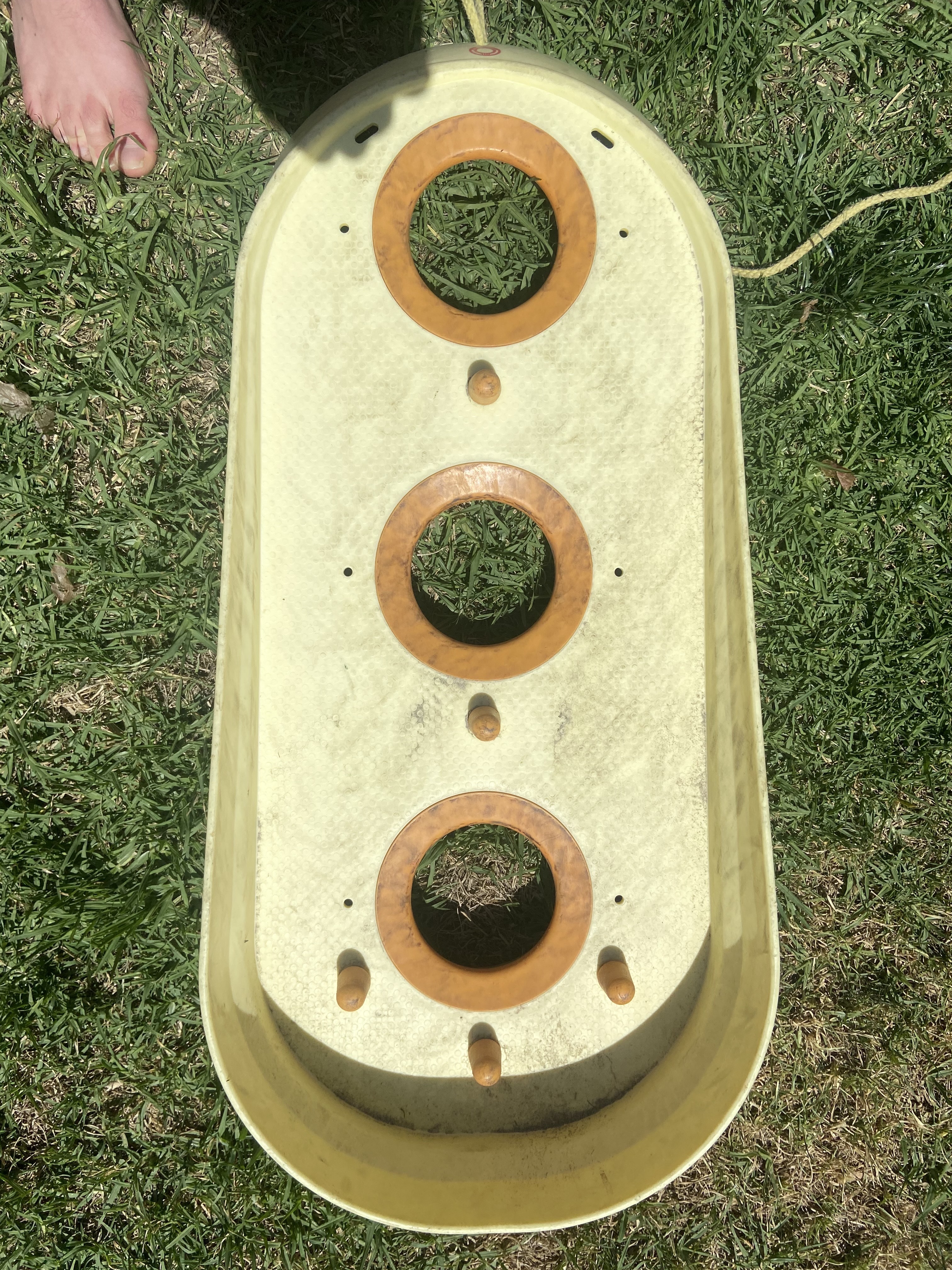 Top-down view of the Chuckers target board with three scoring rings.